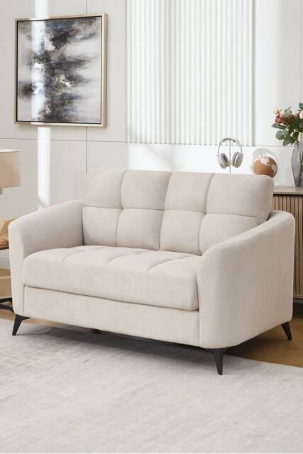 More4Homes Solna 2 Seater Scandi Style Fabric Living Room Sofa in Beige - image 1