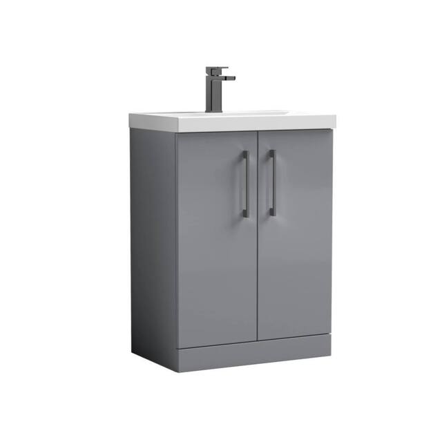 Balterley Modern Bathroom 2 Soft Close Door Vanity Unit Basin, Satin Grey, 600mm in Grey - image 1