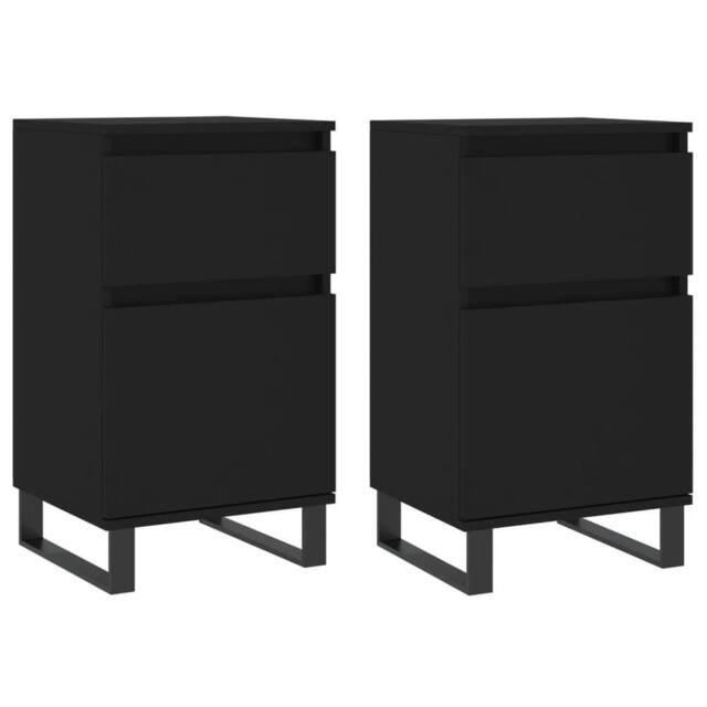 Berkfield Home Sideboards 2 pcs Black 40x35x70 cm Engineered Wood - Size: 40 x 35 x 70 cm - image 1