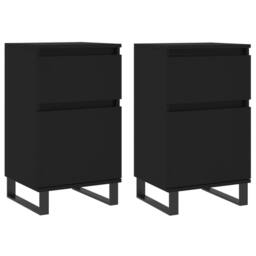 Berkfield Home Sideboards 2 pcs Black 40x35x70 cm Engineered Wood - Size: 40 x 35 x 70 cm - thumbnail 1