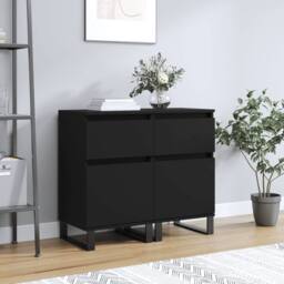 Berkfield Home Sideboards 2 pcs Black 40x35x70 cm Engineered Wood - Size: 40 x 35 x 70 cm - thumbnail 2