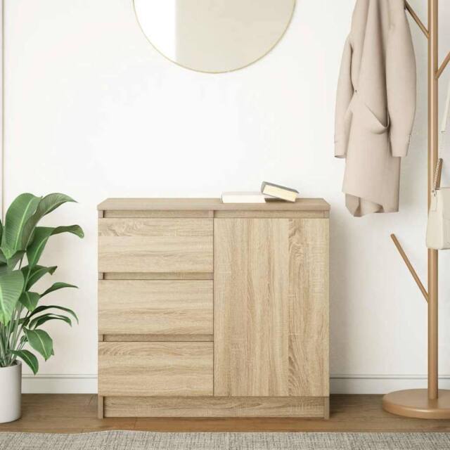 Berkfield Home Sideboard with Drawer Sonoma Oak 71x35x65 cm Engineered Wood in Light Tan - Size: 71 x 35 x 65 cm - image 1
