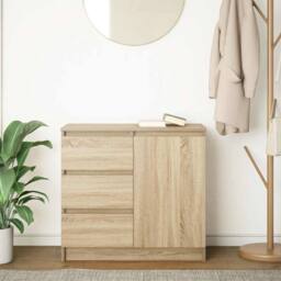 Berkfield Home Sideboard with Drawer Sonoma Oak 71x35x65 cm Engineered Wood in Light Tan - Size: 71 x 35 x 65 cm