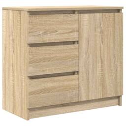 Berkfield Home Sideboard with Drawer Sonoma Oak 71x35x65 cm Engineered Wood in Light Tan - Size: 71 x 35 x 65 cm - thumbnail 3