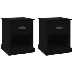 Berkfield Home Bedside Cabinets 2 pcs Black 39x39x47.5 cm Engineered Wood - thumbnail 1