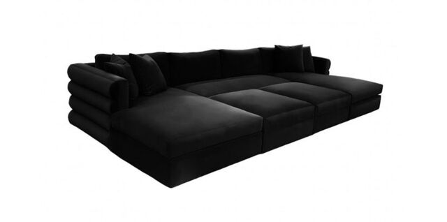 HOB Furniture Dior Pannelled Cinema Sofa - 12ftx6ft in Black