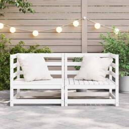 Berkfield Home Sturdy Garden Corner Sofas 2 pcs White Solid Wood Pine