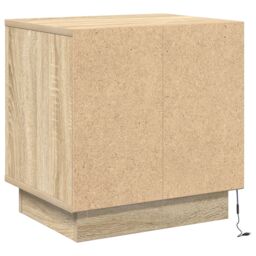 Berkfield Home Bedside Cabinets with LED Lights 2 pcs Sonoma Oak 44x34, 5x45 cm in Beige - thumbnail 9