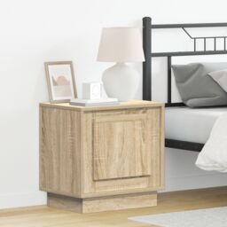 Berkfield Home Bedside Cabinets with LED Lights 2 pcs Sonoma Oak 44x34, 5x45 cm in Beige - thumbnail 1