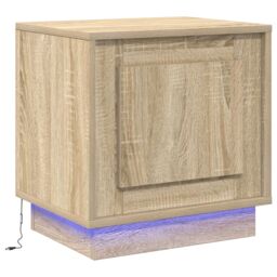 Berkfield Home Bedside Cabinets with LED Lights 2 pcs Sonoma Oak 44x34, 5x45 cm in Beige - thumbnail 5