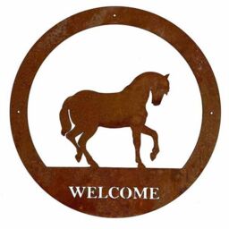 Poppyforge Horse Welcome Wall Art - Large - Steel - W49.5 x H49.5 cm - BM/RtR in Brown - thumbnail 2