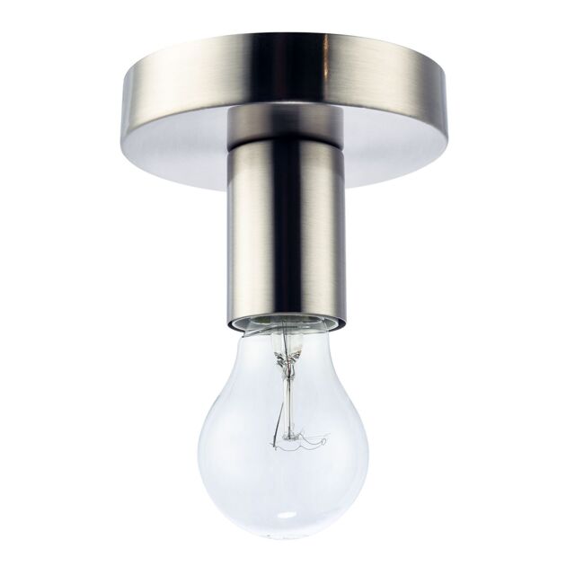 Happy Homewares Compact Ceiling or Wall Light Fitting for Industrial Style Light Bulbs in Metallic Silver - image 1