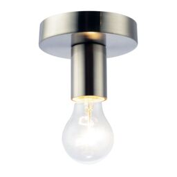 Happy Homewares Compact Ceiling or Wall Light Fitting for Industrial Style Light Bulbs in Metallic Silver - thumbnail 3