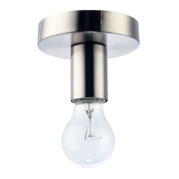 Happy Homewares Compact Ceiling or Wall Light Fitting for Industrial Style Light Bulbs in Metallic Silver - thumbnail 1