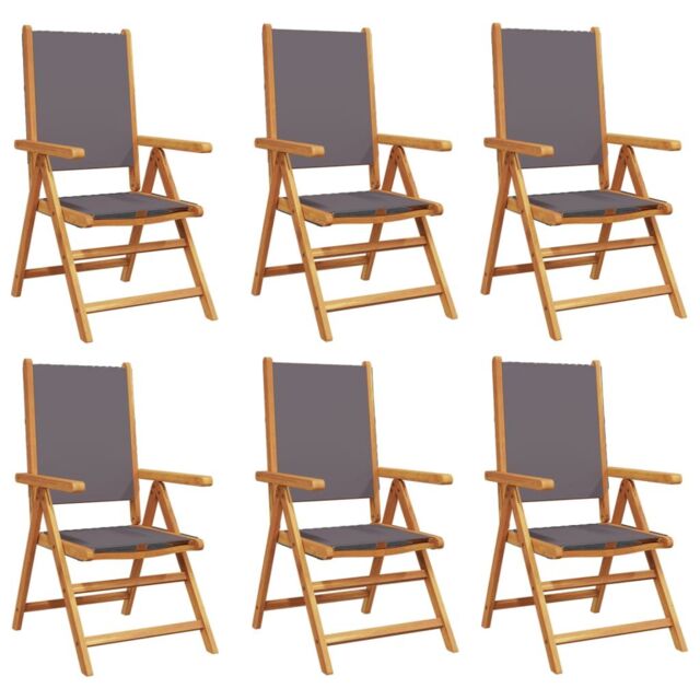 Berkfield Home Reclining Garden Chairs 6 pcs Anthracite Fabric & Solid Wood - image 1