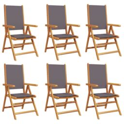 Berkfield Home Reclining Garden Chairs 6 pcs Anthracite Fabric & Solid Wood - thumbnail 1