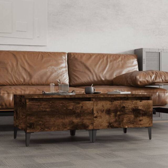 Berkfield Home Side Tables 2 pcs Smoked Oak 50x46x35 cm Engineered Wood in Brown - Size: 50 x 46 x 35 cm - image 1