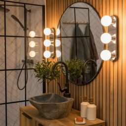 ValueLights Orbital 3 Way Bar Opal Glass Globe IP44 Rated Bathroom Flush Wall Ceiling Light in Metallic Silver - thumbnail 3