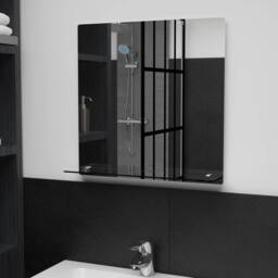 Berkfield Home Wall Mirror with Shelf 50x50 cm Tempered Glass in Silver - thumbnail 1