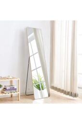 Living and Home Modern Round Corner Rectangular Metal Floor Full Length Mirror in Gold - thumbnail 1