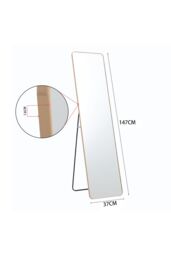 Living and Home Modern Round Corner Rectangular Metal Floor Full Length Mirror in Gold - thumbnail 6