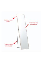Living and Home Modern Round Corner Rectangular Metal Floor Full Length Mirror in Gold - thumbnail 3