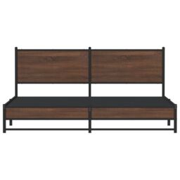 Berkfield Home Metal Bed Frame without Mattress Brown Oak 180x200 cm Super King - thumbnail 5
