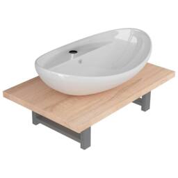 Berkfield Home Two Piece Bathroom Furniture Set Ceramic Oak in Brown - thumbnail 2