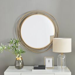 FurnitureboxUK Saskia 90cm Round Gold Art Deco Layed Metal Rope Hallway Bedroom Dining & Living Room Wall Mirror - thumbnail 5