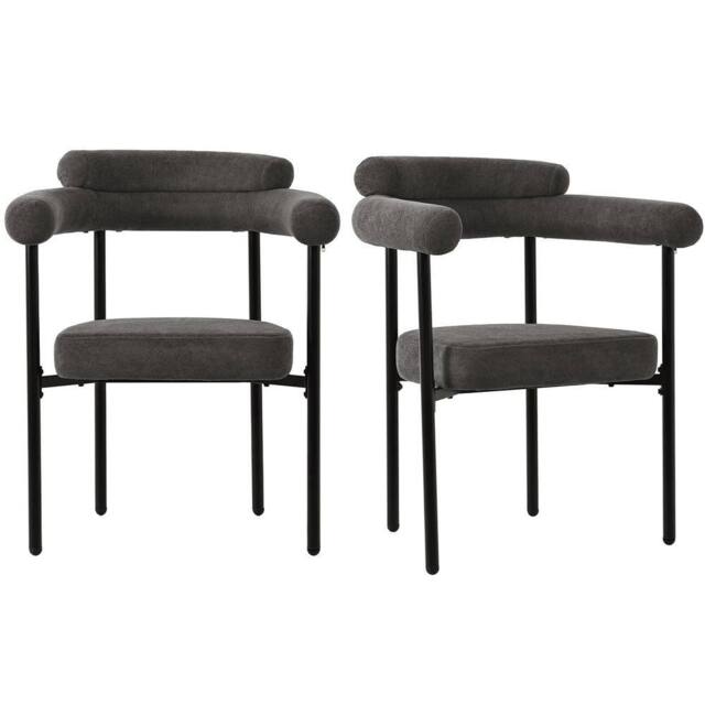 Modern Home Touch Set of 2 Modern Armrest Dining Chairs with Faux Suede Upholstery in Grey - Size: 2 Pack - image 1