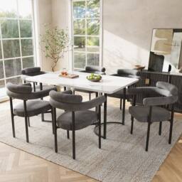 Modern Home Touch Set of 2 Modern Armrest Dining Chairs with Faux Suede Upholstery in Grey - Size: 2 Pack - thumbnail 3