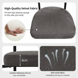 Modern Home Touch Set of 2 Modern Armrest Dining Chairs with Faux Suede Upholstery in Grey - Size: 2 Pack - thumbnail 7