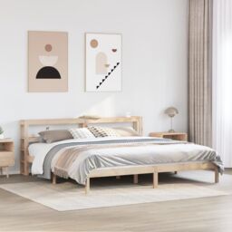 Berkfield Home Bed Frame without Mattress 200x200 cm Solid Wood Pine in Brown - thumbnail 1