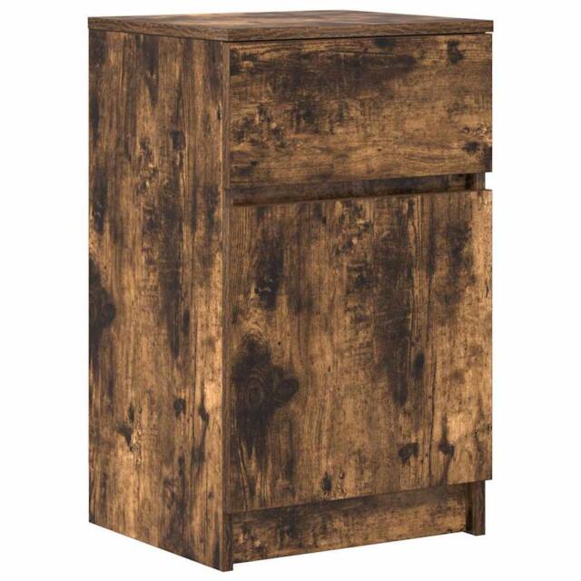 Berkfield Home Bedside Cabinet Smoked Oak 39x35x65 cm Engineered Wood - Size: 39 x 35 x 65 cm - image 1
