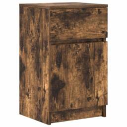 Berkfield Home Bedside Cabinet Smoked Oak 39x35x65 cm Engineered Wood - Size: 39 x 35 x 65 cm - thumbnail 1