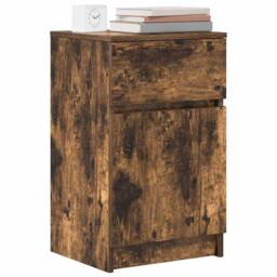Berkfield Home Bedside Cabinet Smoked Oak 39x35x65 cm Engineered Wood - Size: 39 x 35 x 65 cm - thumbnail 4