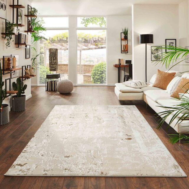 Desire Rugs Modern Styra Abstract Area Rugs Luxury for Bedroom, Living Room, & Hallway in Beige - Size: 60 cm x 220 cm - image 1