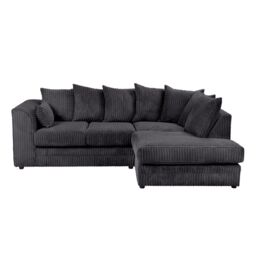 LUXURY LIFE Dylan Jumbo Cord Fabric Right Hand Facing Corner Sofa in Black