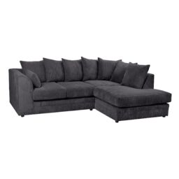 LUXURY LIFE Dylan Jumbo Cord Fabric Right Hand Facing Corner Sofa in Black - thumbnail 2