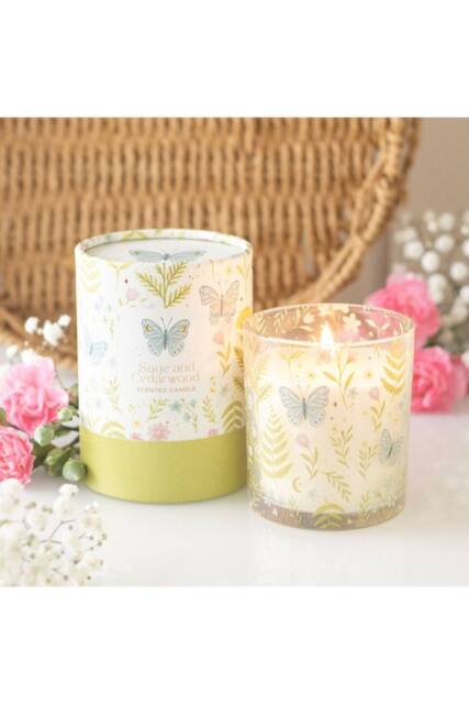 KDMD Luna Bloom Butterfly Sage & Cedarwood Candle - Tranquil Gift in White - image 1