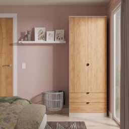 Ready Assembled 2 U Norway Tall 2 Door 2 Drawer Robe (Ready Assembled) in Beige - Size: Large - thumbnail 1