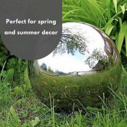 Marco Paul 15cm Silver Stainless Steel Gazing Ball Garden Ornament - thumbnail 7