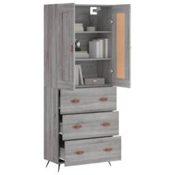 Berkfield Home Highboard Grey Sonoma 69.5x34x180 cm Engineered Wood