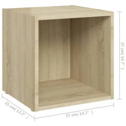 Berkfield Home TV Cabinets 2 pcs Sonoma Oak 37x35x37 cm Engineered Wood in Natural - Size: 37 x 35 x 37 cm - thumbnail 8