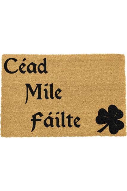 Artsy Mats Cead Mile Failte Doormat - Regular 60x40cm in Black - Size: 40 cm x 60 cm - image 1