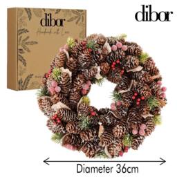 Dibor Traditional Berries Winter Autumn Wreath Front Door Christmas Wreath 36cm in Grey - thumbnail 5