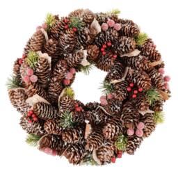 Dibor Traditional Berries Winter Autumn Wreath Front Door Christmas Wreath 36cm in Grey