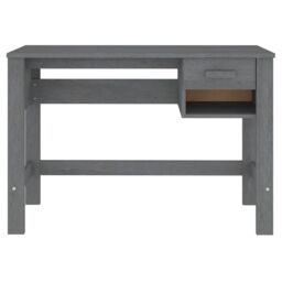 Berkfield Home Desk HAMAR Dark Grey 110x40x75 cm Solid Wood Pine - Size: 110 x 40 x 75 cm - thumbnail 5
