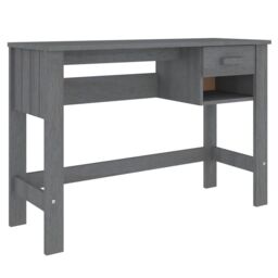 Berkfield Home Desk HAMAR Dark Grey 110x40x75 cm Solid Wood Pine - Size: 110 x 40 x 75 cm - thumbnail 2