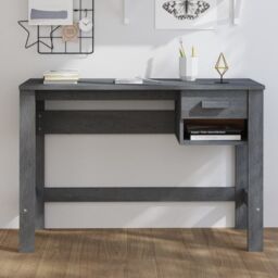 Berkfield Home Desk HAMAR Dark Grey 110x40x75 cm Solid Wood Pine - Size: 110 x 40 x 75 cm
